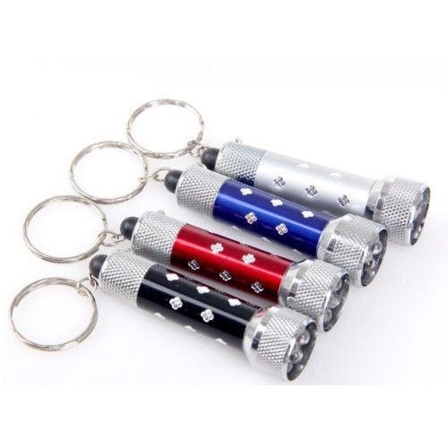 FWS MINI TORCIA PORTATILE 7 LED PORTACHIAVI LUCE LAMPADA IN ALLUMINIO BATTERIA