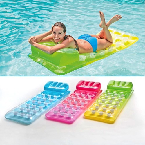 MATERASSINO GONFIABILE MATERASSO MARE PISCINA CON 18 FORI PORTABICCHIERE