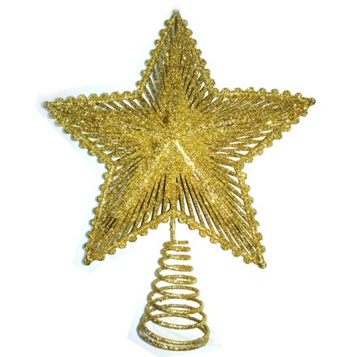 PUNTALE ALBERO DI NATALE PUNTA STELLA ORO BRILLANTINATA ADDOBBI NATALIZI