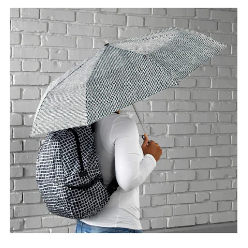 OMBRELLO PIEGHEVOLE DA BORSA OMBRELLINO CON FODERO BORSELLO GIACCA NERO BIANCO