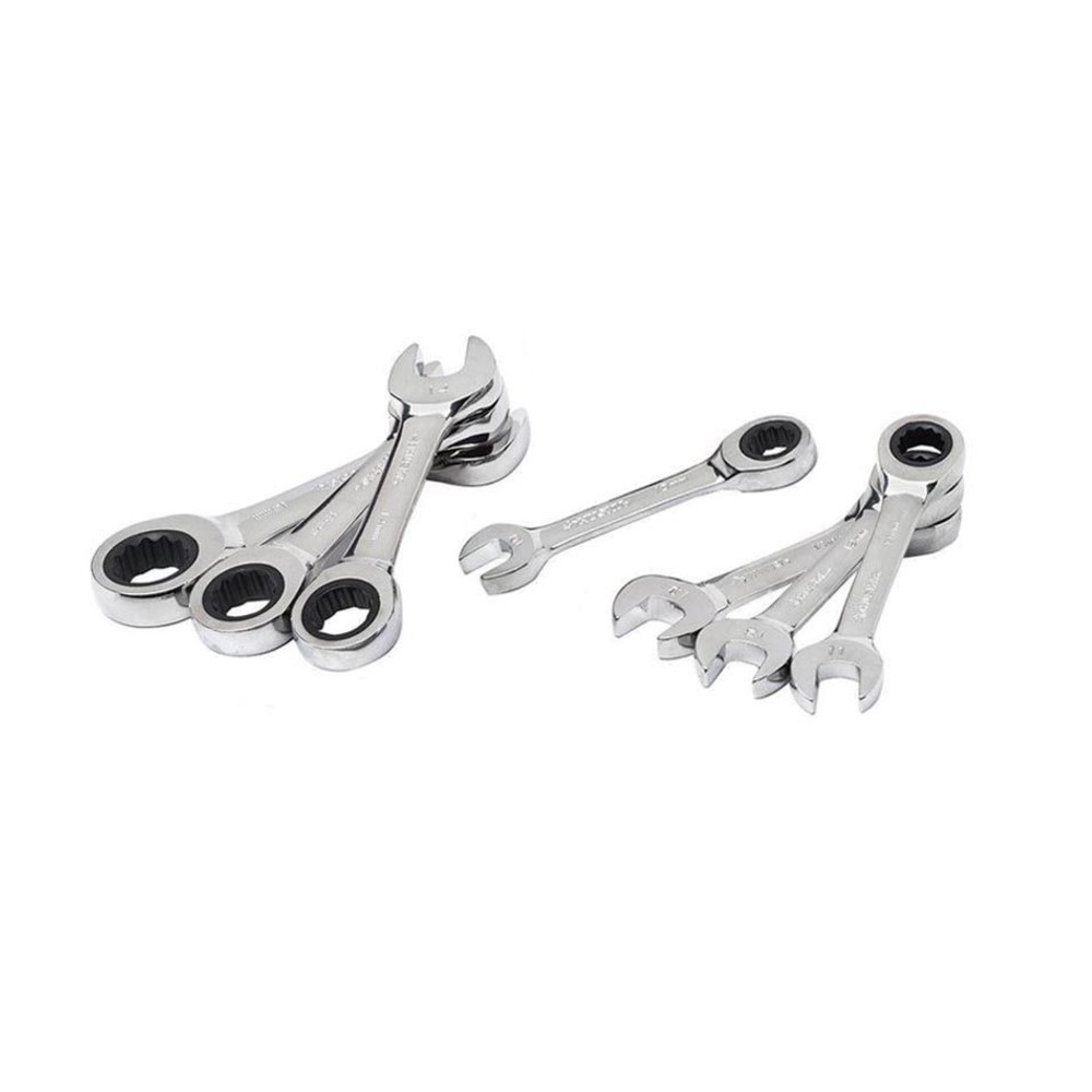 Set Chiavi Combinate 7 Pezzi Chiave A Cricchetto Corte Fissa Aperta Stella Chiusa Cromo Vanadio