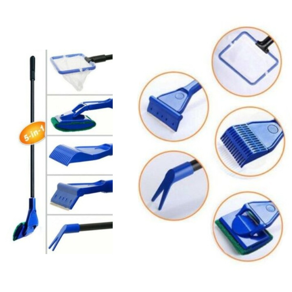 SET PULIZIA ACQUARIO DOLCE SALATO SPUGNA RASTRELLO PINZA RETINO RASCHIETTO