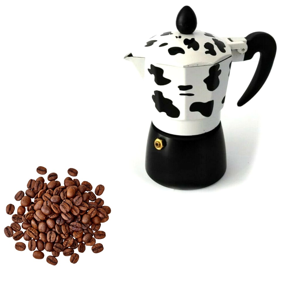 FAST WORLD SHOPPING ® Caffettiera 3 Tazze Macchina Da Caffe Espresso Napoletano Moka Express Mucca Mukka Coffee
