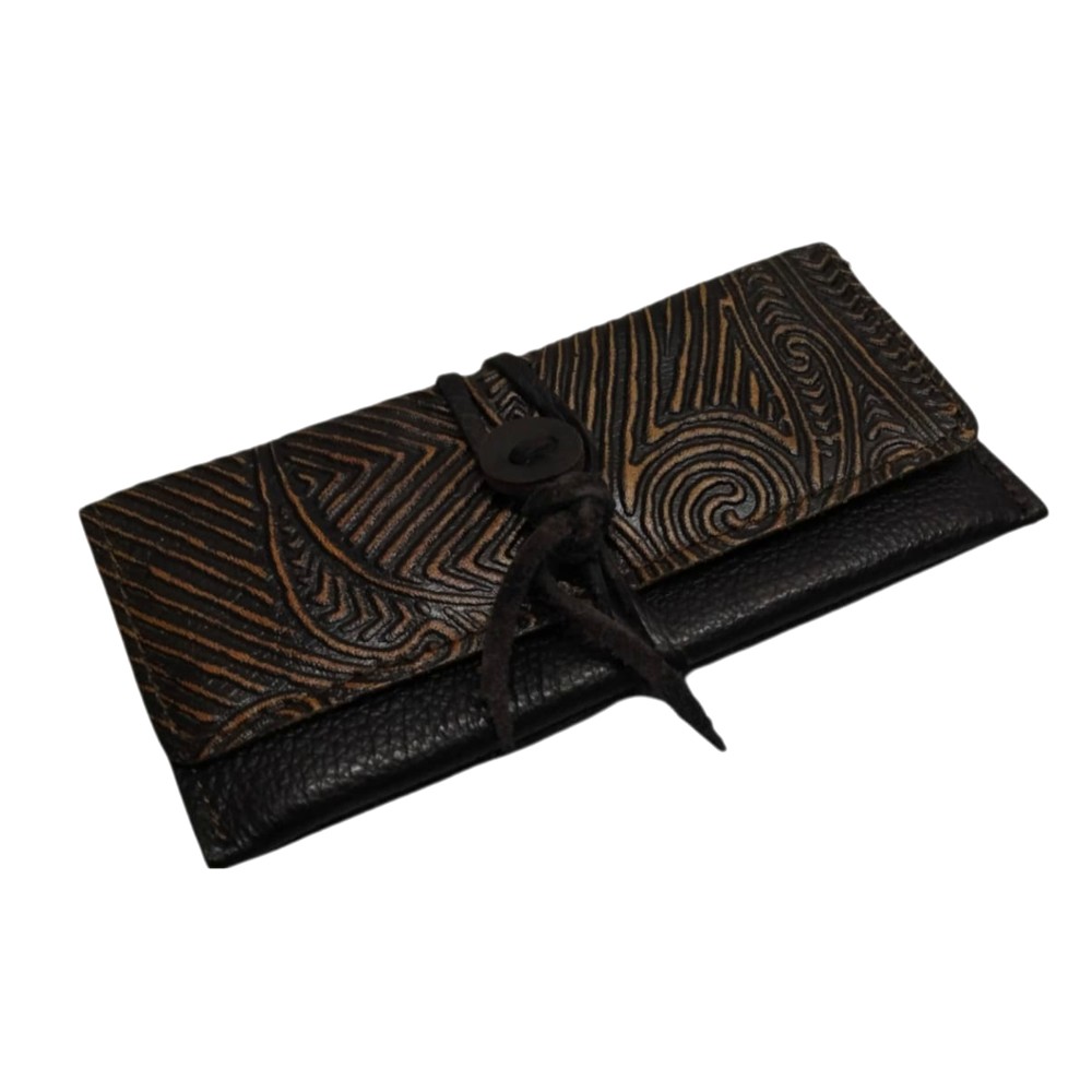 PORTATABACCO VERA PELLE ASTUCCIO CARTINE ACCENDINO FILTRI MONETE TESTA MORO