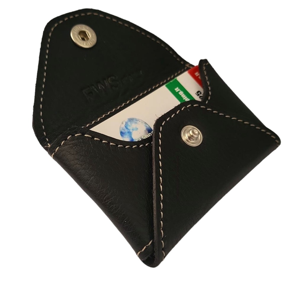 CUSTODIA COVER PORTA BIGLIETTINI DA VISIVA DOCUMENTI CARTE VERA PELLE NERO