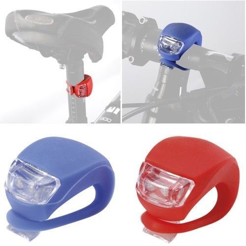 COPPIA LUCI PER BICICLETTA LAMPADE LED MOUNTA IN BIKE LUCE SICUREZZA SILICONE