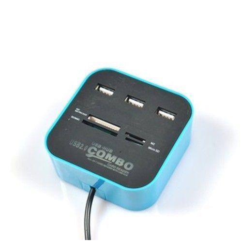 FWS LETTORE SCHEDE CARD READER CON HUB 3 PORTE USB 2.0 SLOT COMBO