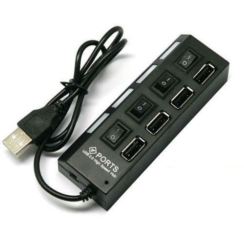 FWS HUB ESTERNO 4 SLOT USB AUTOALIMENTATO CON INTERRUTTORE LED PC NOTEBOOK PRESA