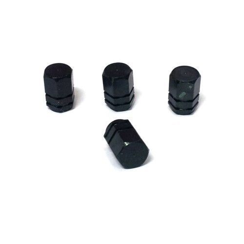 SET 4 COPRIVALVOLA ALLUMINIO NERI AUTO MOTO TAPPI COPRI VALV