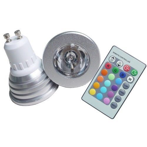 FWS FARETTO GU10 3 W RGB MULTICOLORI LAMPADA CROMOTERAPIA FARO CON TELECOMANDO