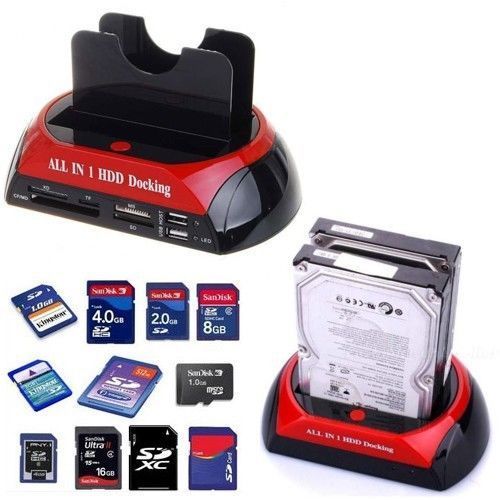 FWS DOCKING STATION HARD DISK 3.5 2.5 SATA IDE 2 HD HDD BOX CASE USB  SD TF MS