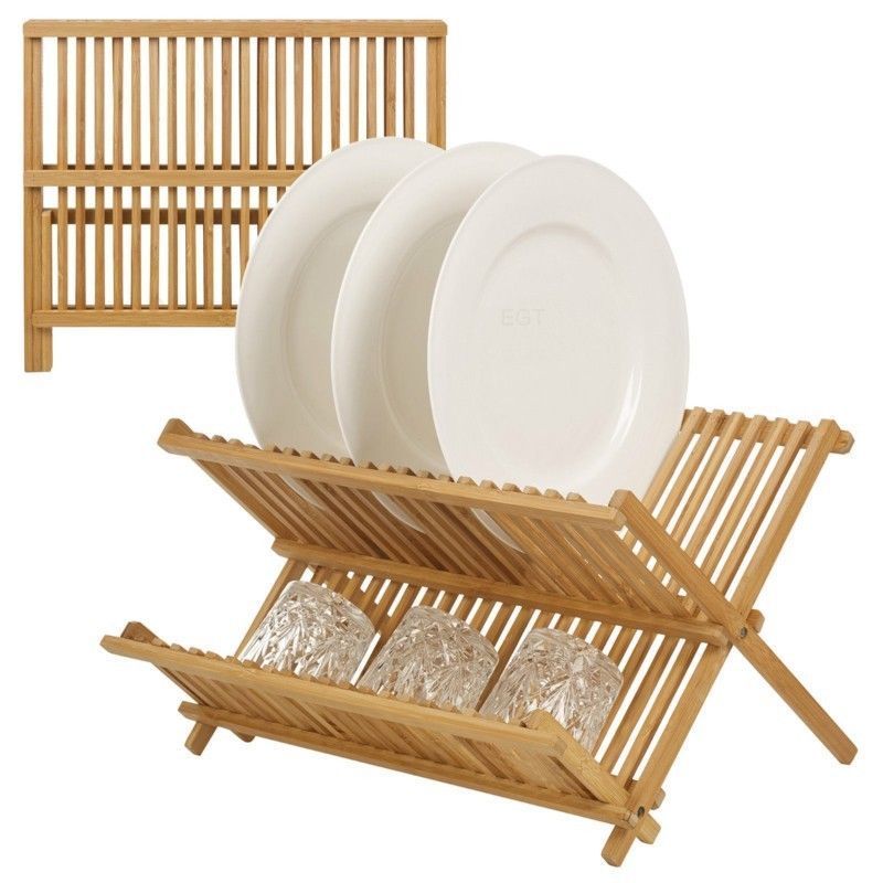 SCOLAPIATTI PIEGHEVOLE COLA PIATTI IN BAMBOO PIATTI POSATE BICHIERI