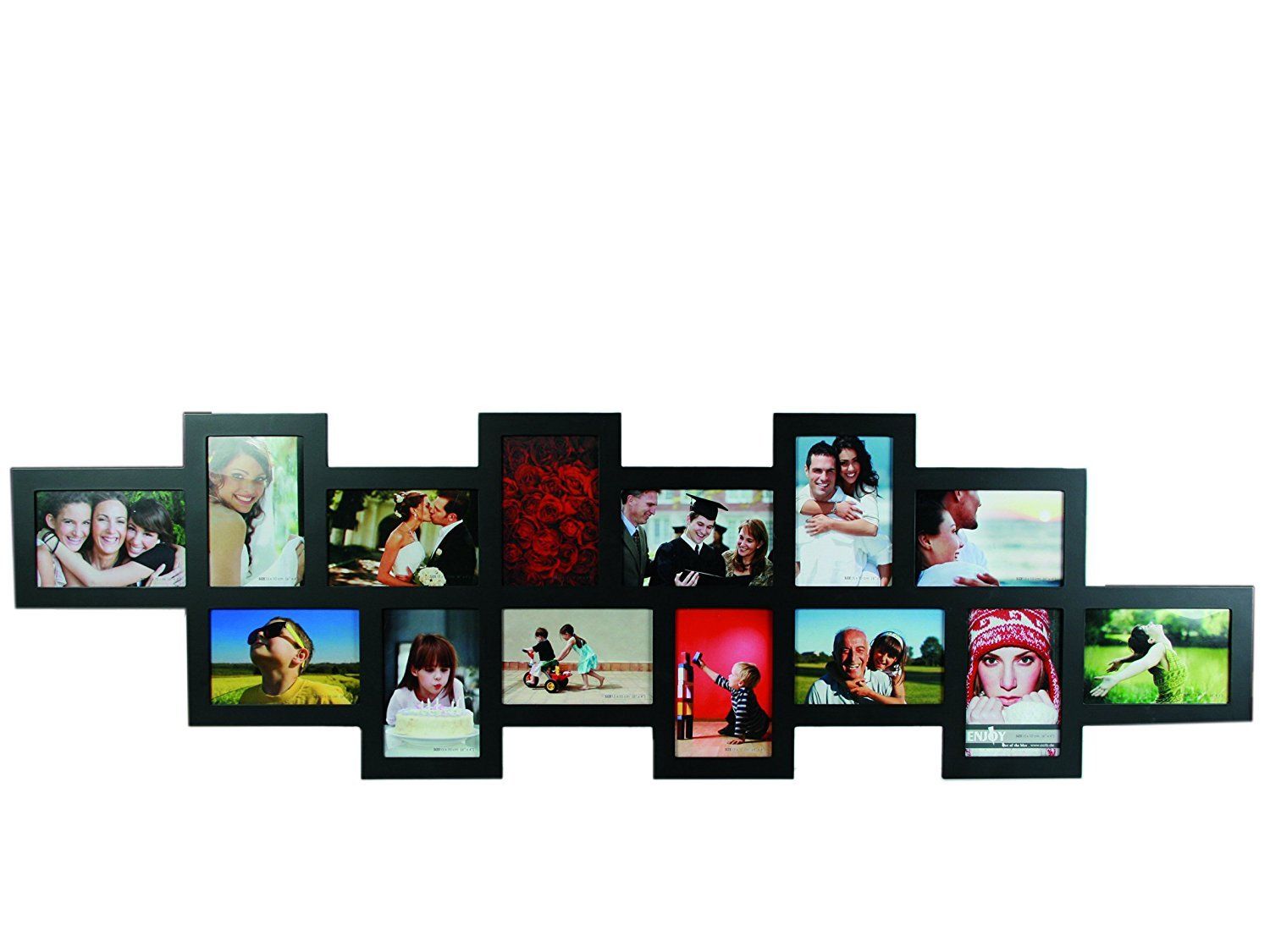 Portafoto da parete in legno porta foto offset 14 fotografie 15x10 cm nero
