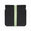 Portamonete Uomo Donna Vera Pelle Colore Nero e Verde Made in Italy Molla Snap