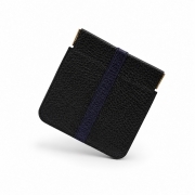 Portamonete Uomo Donna Vera Pelle Colore Nero e Blu Made in Italy Molla Snap
