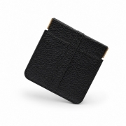 Portamonete Uomo Donna Vera Pelle Colore Nero Made in Italy Molla Snap