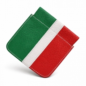 Portamonete Unisex in Vera Pelle Tricolore, Made in Italy, Stile Italiano per Uomo e Donna